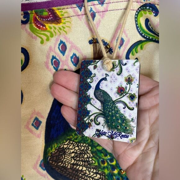 Kate McRostie Canvas Tote Handbag Peacock Design - Picture 12 of 13